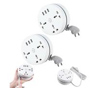 Multipresa universale, multipresa portatile retrattile, con 3 prese e 3 porte USB, piccola stazione di ricarica portatile da scrivania per ufficio e viaggi (5.9ft+9.2ft)