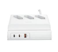 Multipresa USAMS Super Si da 65 W con ricarica rapida USB, colore bianco.