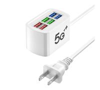 Multipresa USB, adattatore per caricabatterie da telefono, presa a muro, caricabatterie per iPhone, Xiaomi, hub bianco