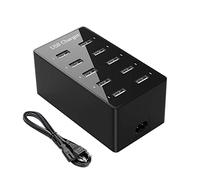Multipresa USB, Ciabatta Multipresa usb, 10 porte Caricatore da Desktop, Stazione di ricarica multiplo per iPhone 12/13/14/15/16/Samsung S25/S24 Ultra/Xiaomi/iPad/iPod