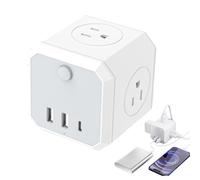 Multipresa USB con presa a muro - Blocco di prese con porte USB caricatore multifunzione per telefoni tablet auricolari, estensore di presa elettrica - per casa, ufficio, scuola interni esterni