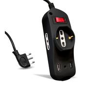 V-TAC Multipresa Elettrica USB C Power Delivery 20W + Porta USB A + 2 Prese Laterali 10/16A Bipasso e 1 Frontale 10/16A Bipasso Schuko - Ciabatta Type-C - Presa per Casa, Ufficio - Nera