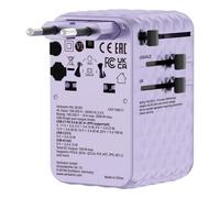 Verbatim GaN - Adattatore da viaggio 100 W, colore viola, con cavo integrato e 2 x USB-C, 2 x USB-A, 2 x connettori USA/JP, caricatore rapido universale per laptop, smartphone e altro ancora