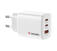 Verbatim Essentials GaN Charger 65 W, 2 porte USB-C PD 3.0, 1 porta USB-A QC 3.0, caricatore rapido per Apple MacBook, notebook, iPad, iPhone 15 - iPhone 17, Samsung, bianco