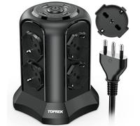 Multipresa Verticale con 8 Prese Universali ITA 10/16A e Schuko e 2 USB C e 2