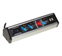 Link Multipresa smart LKMP02W – 3 prese ITA/Schuko, 2 USB, Alexa, 1,8 m, alluminio nero/grigio