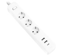 Multipresa Xiaomi da 20 W con interruttore - 3 prese Schuko - 2 porte USB C da 20 W + 1 porta USB A - Ricarica rapida da 20 W - Materiale ignifugo fino a 750 °C - Protezione bambini - Cavo da 14 m - B