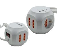 Multipresa a cubo con interruttore 5 posti + 2 USB + 1 Tipo C