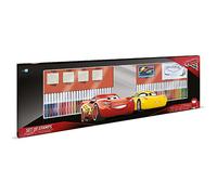 Multiprint Set 4 Timbri per Bambini e 60 Pennarelli Colorati Disney Cars, Made in Italy, Set Timbrini Bimbi, in Legno e Gomma Naturale, Inchiostro Lavabile Atossico, Idea Regalo, Art.18823