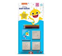 Multiprint Blister 3 Timbri per Bambini Baby Shark, 100% Made in Italy, Set Timbrini Bimbi Personalizzati, in Legno e Gomma Naturale, Inchiostro Lavabile Atossico, Idea Regalo, Art.03995