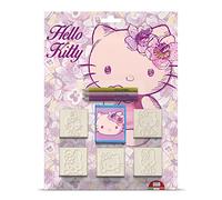 Multiprint Blister 5 Timbri per Bambini Hello Kitty Olympics, 100% Made in Italy, Set Timbrini Bimbi Personalizzati, in Legno e Gomma Naturale, Inchiostro Lavabile Atossico, Idea Regalo, Art.05803