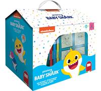 Multiprint Casetta 7 Timbri per Bambini Baby Shark, 100% Made in Italy, Set Timbrini Bimbi Personalizzati, in Legno e Gomma Naturale, Inchiostro Lavabile Atossico, Idea Regalo, Art.09995