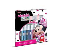 Multiprint Set 2 Timbri per Bambini e 18 Pennarelli Colorati Disney Minnie, Made in Italy, Set Timbrini Bimbi, in Legno e Gomma Naturale, Inchiostro Lavabile Atossico, Idea Regalo, Art.86866