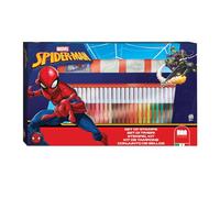 Multiprint Set 3 Timbri Spiderman per Bambini e 36 Pennarelli Colorati