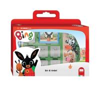 Multiprint Valigetta 7 Timbri per Bambini Bing, 100% Made in Italy, Set Timbrini Bimbi Personalizzati, in Legno e Gomma Naturale, Inchiostro Lavabile Atossico, Idea Regalo, Art.07987