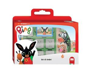 Multiprint Valigetta 7 Timbri per Bambini Bing, 100% Made in Italy, Set Timbrini Bimbi Personalizzati, in Legno e Gomma Naturale, Inchiostro Lavabile Atossico, Idea Regalo, Art.07987