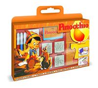 Multiprint Valigetta 7 Timbri per Bambini Disney Pinocchio, 100% Made in Italy, Set Timbrini Bimbi Personalizzati, in Legno e Gomma Naturale, Inchiostro Lavabile Atossico, Idea Regalo, Art.07350