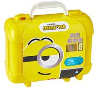 Multiprint- Valigetta Travel Minions,Album da Colorare con Puzzle e Matite, Set Timbrini Bimbi, in Legno e Gomma Naturale, Inchiostro Lavabile Atossico, Idea Regalo, 42896