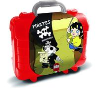 Multiprint Valigetta Travel Set Pirates Adventures, Made in Italy, Album da Colorare, con Puzzle e Matite, Set Timbrini Bimbi, Legno e Gomma Naturale, Inchiostro Lavabile Atossico, Idea Regalo, 42927