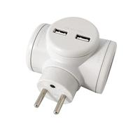 Multiprise Biplite 2X16A Rotativo Et 2Xusb 2.4A Watt & Co Bianco