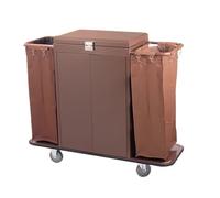 Multipurpose Cleaning Trolley with Removable Canvas Bags and Locking Wheels for Efficient Hotel and Apartment Cleaning