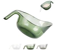 Multipurpose Rice Washing Bowl Strainer with Handle, Clear Plastic Drain Colander for Rice Fruit Vegetable Beans, PP Colander for Vegetables, Fruits & Cheese (green)