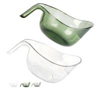 Multipurpose Rice Washing Bowl Strainer with Handle, Clear Plastic Drain Colander for Rice Fruit Vegetable Beans, PP Colander for Vegetables, Fruits & Cheese (Green+White)