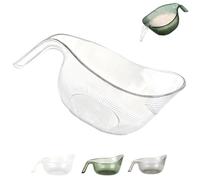 Multipurpose Rice Washing Bowl Strainer with Handle, Clear Plastic Drain Colander for Rice Fruit Vegetable Beans, PP Colander for Vegetables, Fruits & Cheese (White)