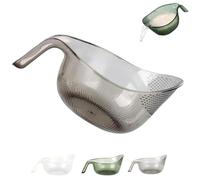 Multipurpose Rice Washing Bowl Strainer with Handle, Clear Plastic Drain Colander for Rice Fruit Vegetable Beans, PP Colander for Vegetables, Fruits & Cheese (Gray)