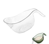 Multipurpose Rice Washing Bowl Strainer with Handle for Washing Rice, Vegetables, Fruits and Draining Water (Transparent)