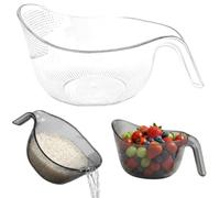 Multipurpose Rice Washing Bowl Strainer with Handle & Side Drainers (White)