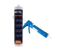 MULTISIL PRO Silicone Sigillante Acetico Universale per Interni ed Esterni, Elevata Flessibilità, Antimuffa, Resistente all'Acqua NA92 PRO ML.280 (Con Pistola, Trasparente, 1)