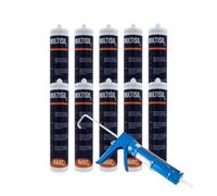 MULTISIL PRO Silicone Sigillante Acetico Universale per Interni ed Esterni, Elevata Flessibilità, Antimuffa, Resistente all'Acqua NA92 PRO ML.280 (Con Pistola, Trasparente, 10)