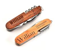 Multitool 8-in-1 Personalizzato Con Incisione, Pinza Pieghevole Manico In Legno, Regalo Testimone Dello Sposo Per Matrimonio, Mini Strumento EDC, Uomo Per Festa Del Papà E Compleanno(6pcs)