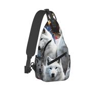 Multiuso Borsello Uomo American Flag Wolf Art Borsa A Tracolla Sul Petto Pratica Borsa Crossbody per Viaggio Alpinismo Palestra