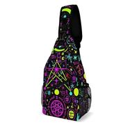 Multiuso Borsello Uomo Magical Bright Alchemical Cosmic Goth Trippy Purple Sun Moon Borsa A Tracolla Militare Pratica,Sportivo Borsa Crossbody per Uso Quotidiano Alpinismo Uomo