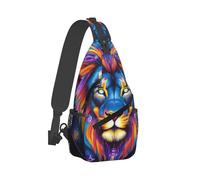 Multiuso Borsello Uomo Trippy Lion Leo Constellation Art Borsa A Tracolla Tattica Causal Borsa Tattica Sul Petto Militare per Uomo Viaggio Moto
