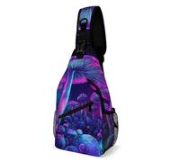 Multiuso Borsello Uomo Trippy Mushroom Magical World Glowing Art Borsa A Tracolla Tattica Pratica,Causal Borsa Petto per Alpinismo Uomo Uso Quotidiano