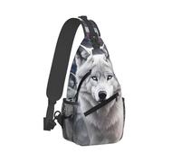 Multiuso Borsello Uomo Wolves And Wolf American Flag Borse Petto Pratica Borsa A Spalla Uomo per Donna Campeggio Uso Quotidiano