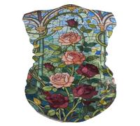 Multiuso Sciarpa A Tubo Vintage Stained Glass Rose Ghetta Elastico Sciarpa al Collo per Campeggio Escursionismo Outdoor