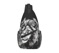 Multiuso Zaino A Monospalla Lion black and white illustration Borsa Sul Petto Pratica,Libero Borsa Pettorale per Viaggio Trekking Donna