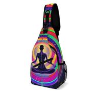 Multiuso Zaino A Monospalla Trippy Blue Tie Dye Space Alien Meditation Art Borsa Sul Petto Antifurto,Portatile Borsa Pettorale per Viaggio Donna Trekking