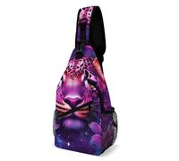 Multiuso Zaino Monospalla Beautiful Wild Animal Tiger Abstract Flowers Art Borsa A Tracolla Militare Antifurto,Moda Borsa Pettorale per Moto Ciclismo Palestra