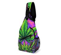 Multiuso Zaino Monospalla Colorful Marijuanaweed Leaves Borsa Sul Petto Libero,Multifunzionale Zainetto per Uomo Viaggio Outdoors