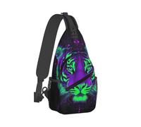 Multiuso Zaino Monospalla Space Tiger Trippy Art Borse Petto Causal Petto Borsa per Moto Outdoors Donna