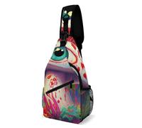 Multiuso Zaino Monospalla Trippy Eye Magic Mushrooms Borsa Sul Petto Moda,Antifurto Borsa A Spalla Uomo per Outdoors Uso Quotidiano Moto
