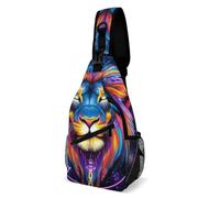 Multiuso Zaino Monospalla Trippy Lion Leo Constellation Art Borsa Sul Petto Causal,Unisex Zainetto per Donna Uso Quotidiano Viaggio