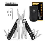 Multiutensile 28 in 1 con coltello, pinze e 11 punte in acciaio inox affilato - Multiutensile da uomo - Attrezzatura ideale con utensili per campeggio, escursionismo, sopravvivenza