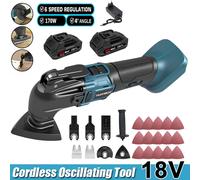 Multiutensile oscillante senza spazzole, 18V a batteria con 22 accessori, 6000-20000 OPM, 6 velocità variabili, di oscillazione di 4°, per levigatura, raschiatura (2 batterie e caricabatterie inclusi)