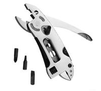 Multiutensile pieghevole 7 in 1 tagliafili multiuso pieghevole argento | Chiusura di sicurezza in acciaio trattato termicamente, 122 mm piegata, resistente alla ruggine, uso domestico quotidiano